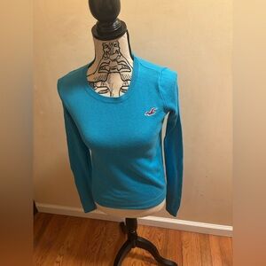 Hollister Crewneck Blue Knit Sweater, Women’s Size XS Pre-owned